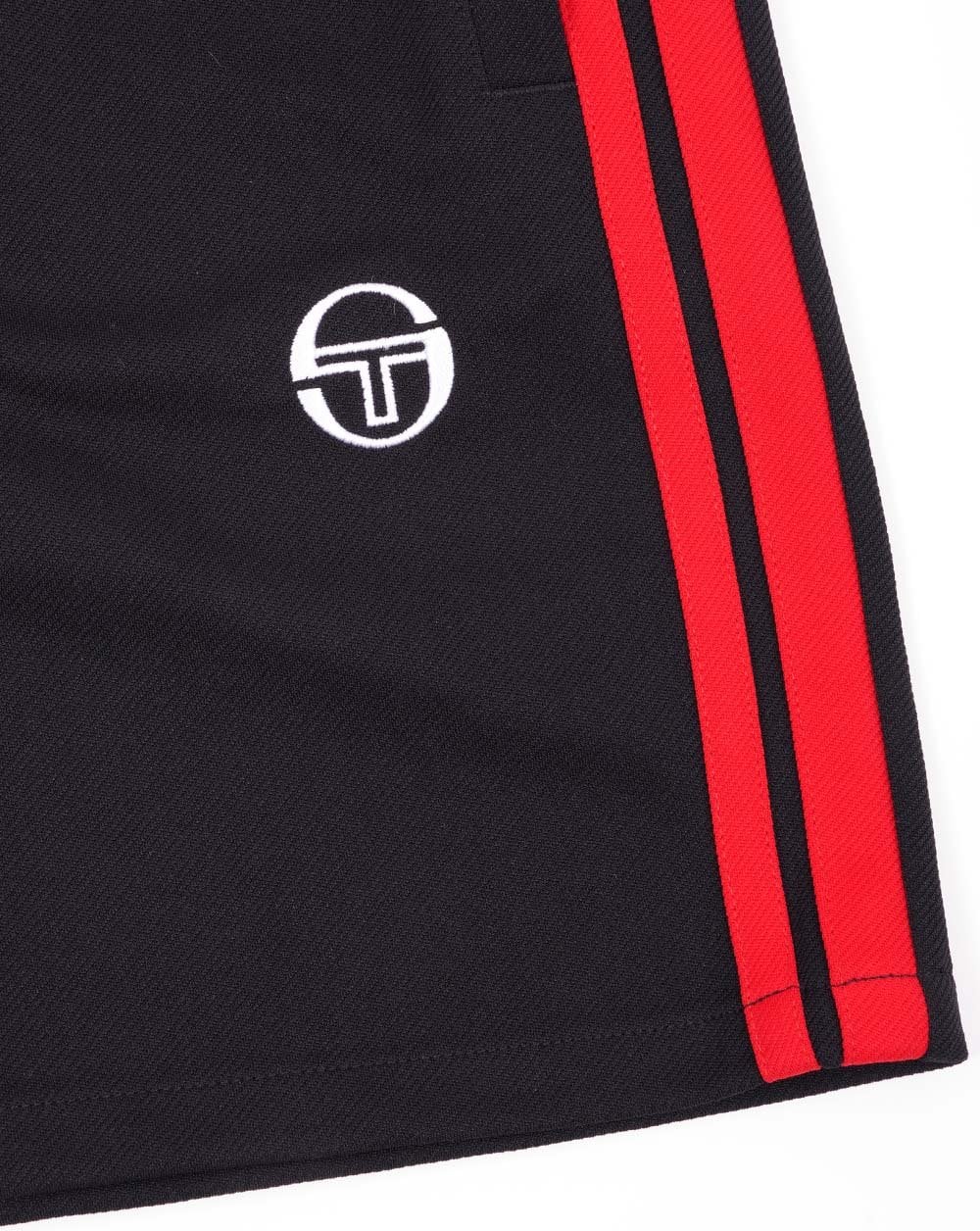 Sergio Tacchini Striped Casual Shorts Black/Dark Red - Image 2
