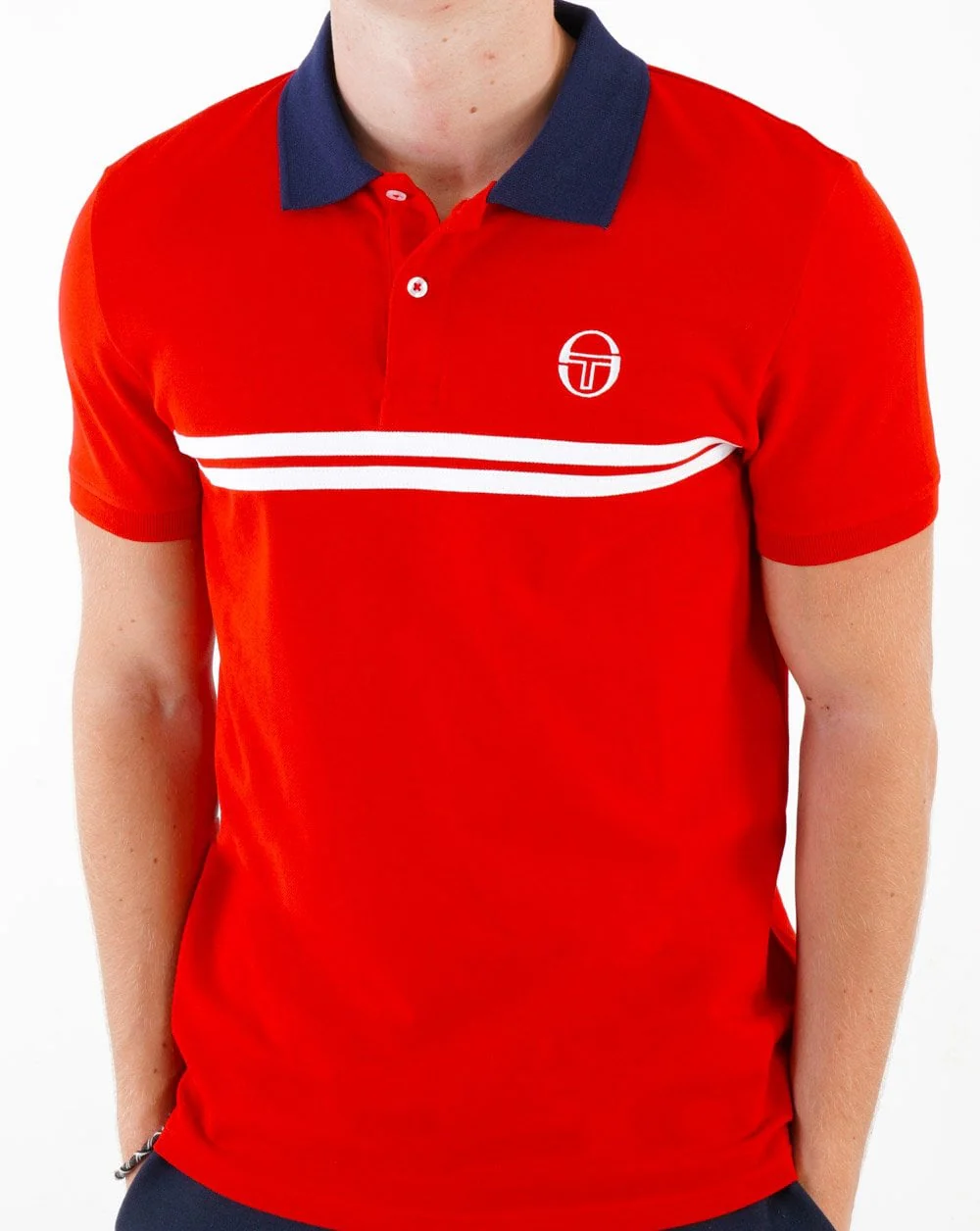 Sergio Tacchini Supermac Polo Shirt Dark Red/White - Image 3