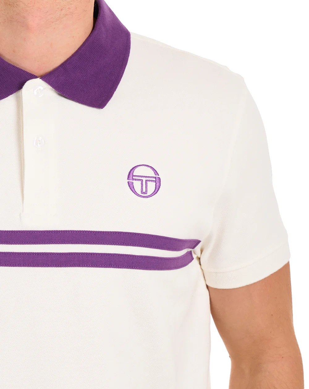 Sergio Tacchini Supermac Polo Shirt Gardenia/Purple - Image 2