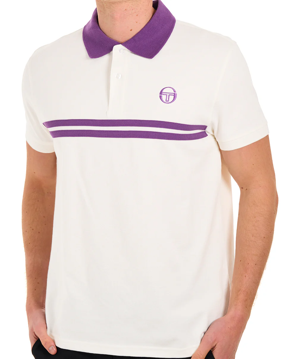 Sergio Tacchini Supermac Polo Shirt Gardenia/Purple - Image 3