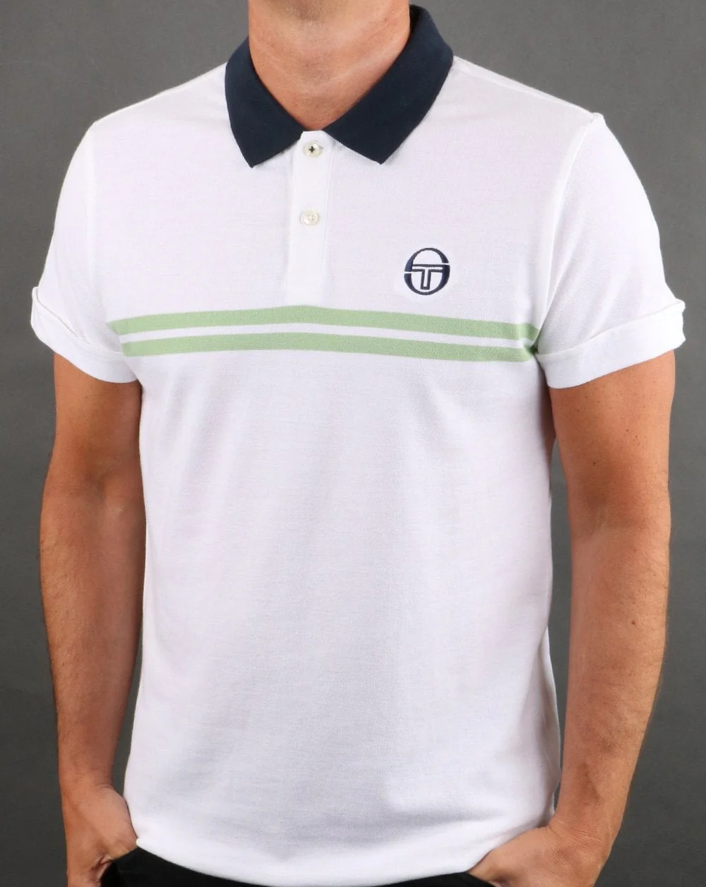 Sergio Tacchini Supermac Polo Shirt White/Green - Image 3