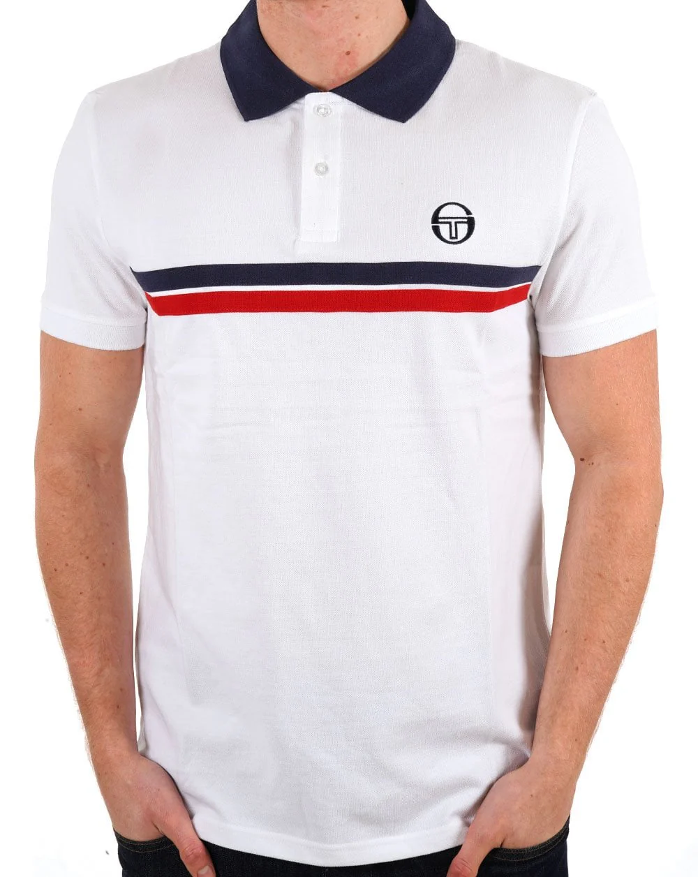 Sergio Tacchini Supermac Polo Shirt White/Navy/Red