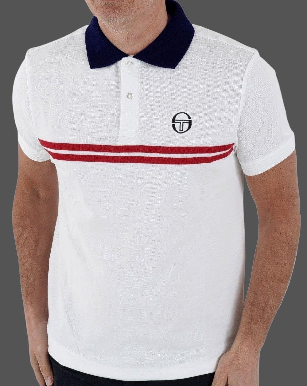 Sergio Tacchini Supermac Polo Shirt White/Red/Navy