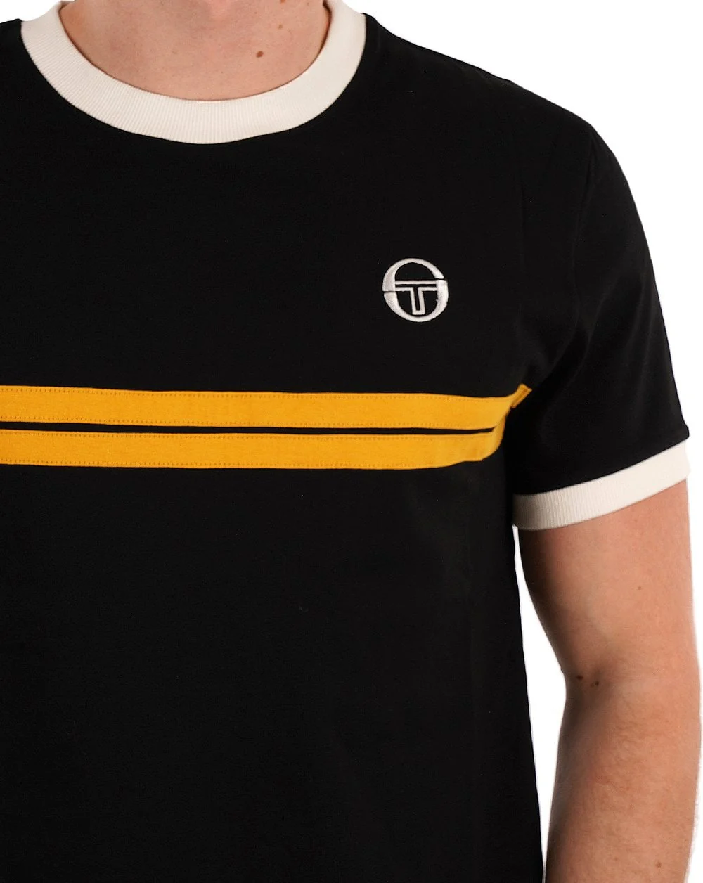 Sergio Tacchini Supermac T Shirt Black/Gardenia - Image 2