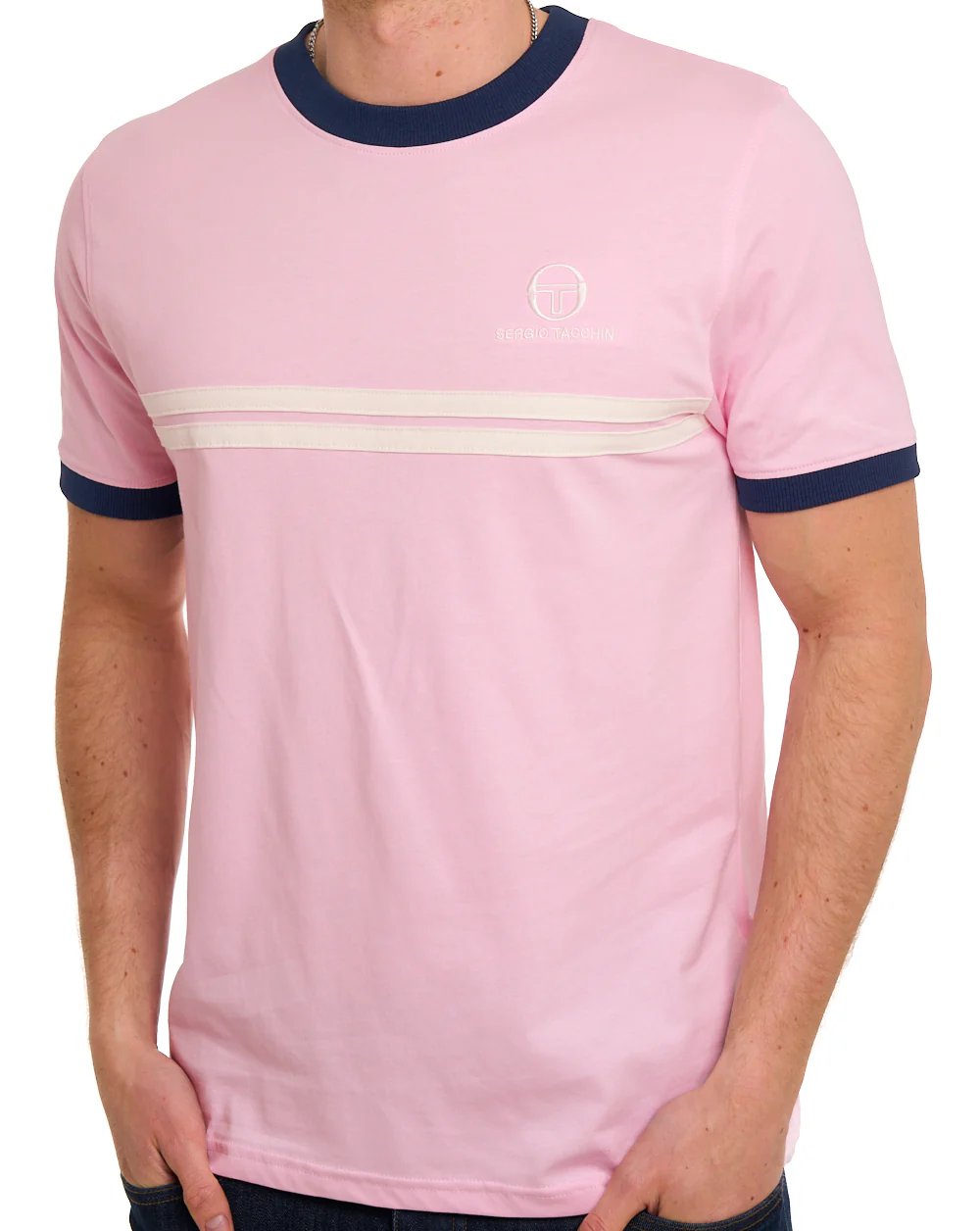 Sergio Tacchini Supermac T Shirt Pink/Navy - Image 2