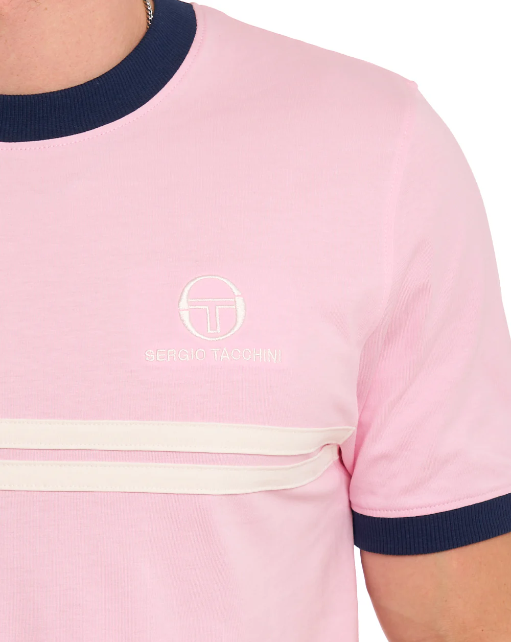 Sergio Tacchini Supermac T Shirt Pink/Navy - Image 3