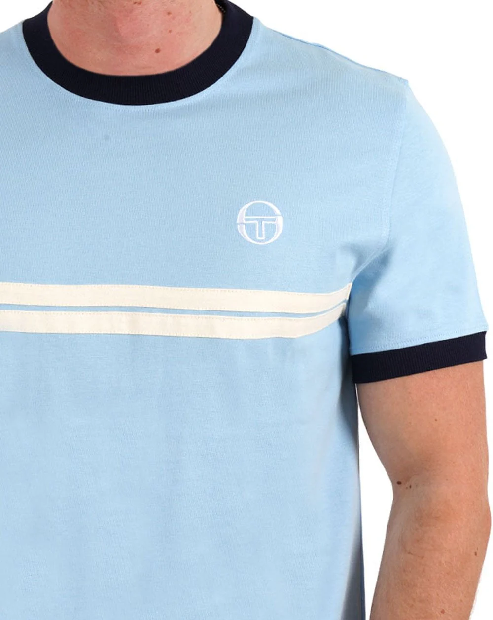 Sergio Tacchini Supermac T Shirt Sky Blue/Navy - Image 2
