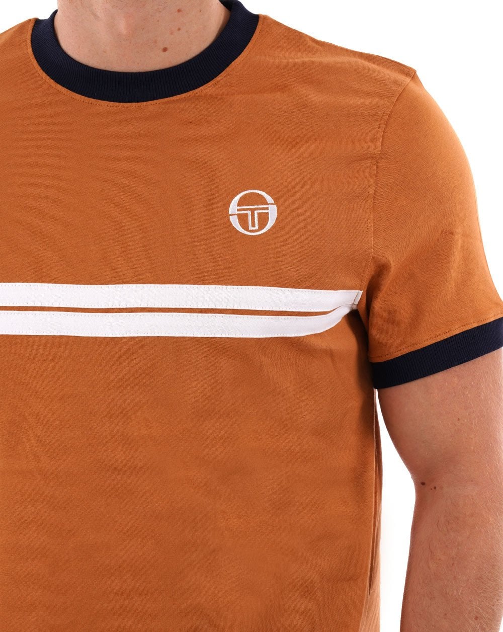 Sergio Tacchini Supermac T Shirt Tan Navy - Image 2
