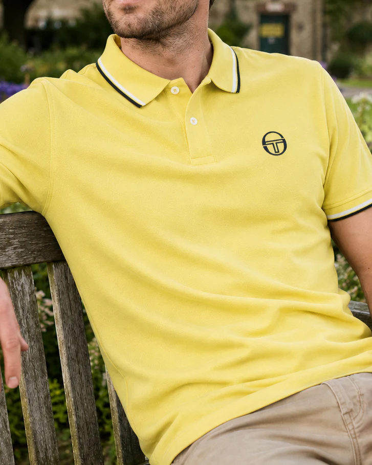 Sergio Tacchini Tipped Polo Shirt Yellow/White/Navy