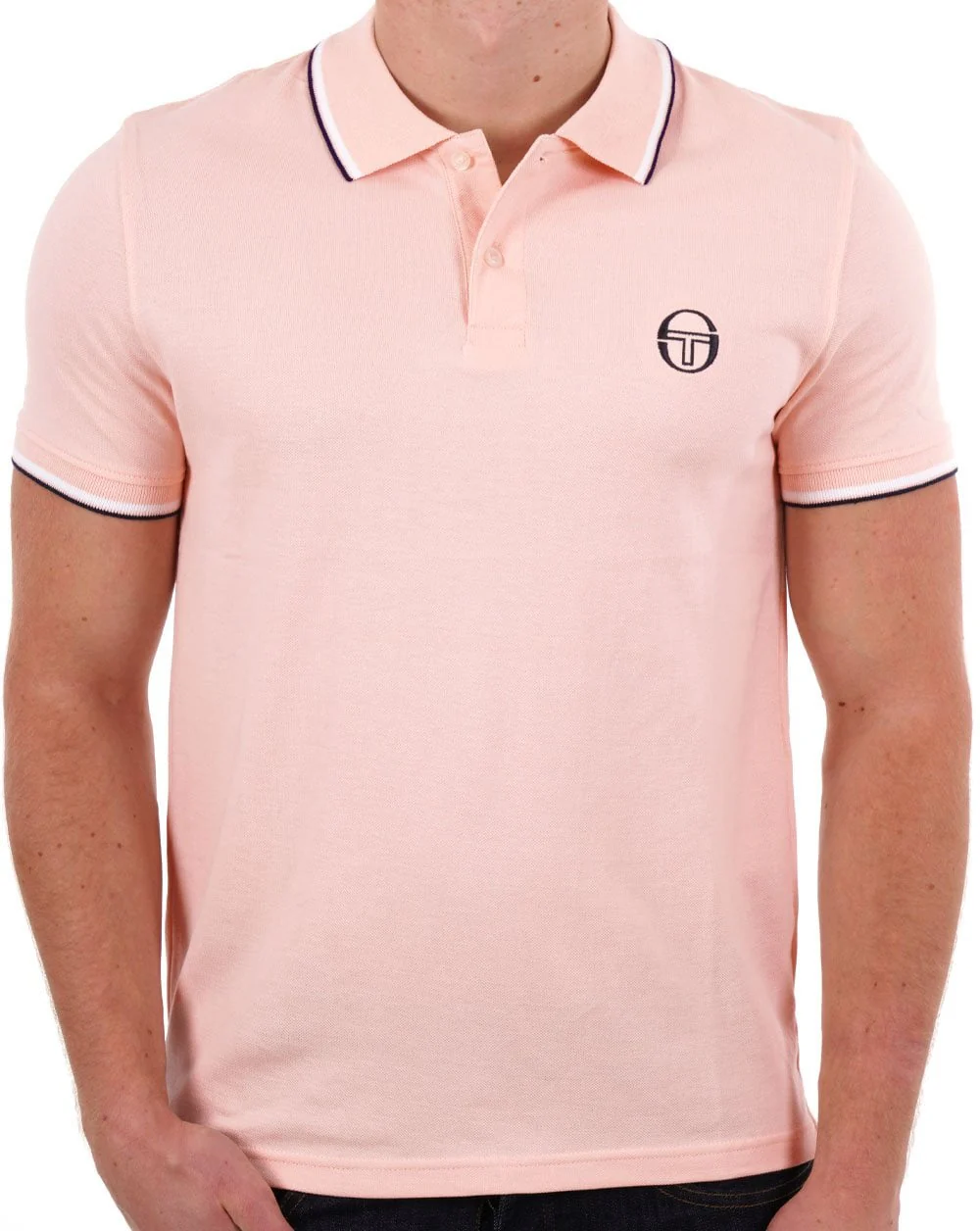Sergio Tacchini Tipped Polo Shirt Pink/White - Image 3