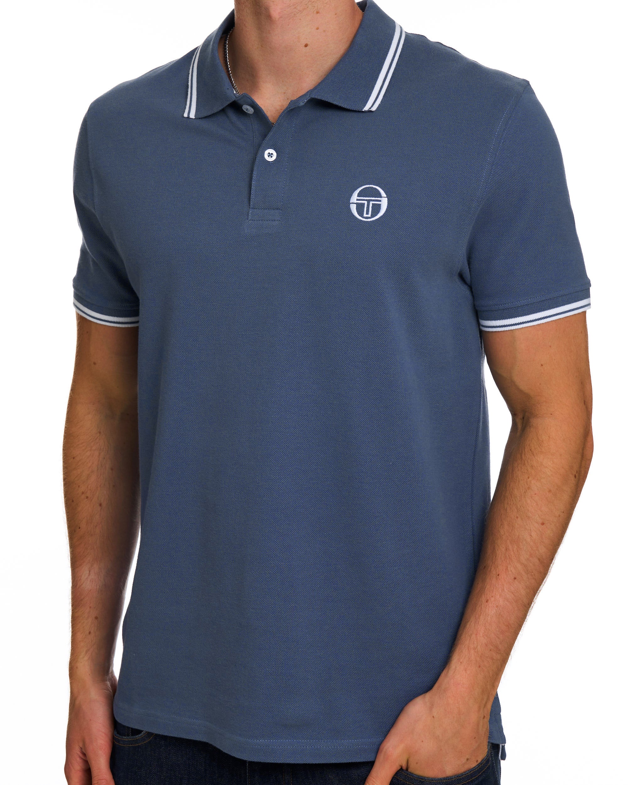 Sergio Tacchini Tipped Polo Shirt Petrol Blue - Image 3