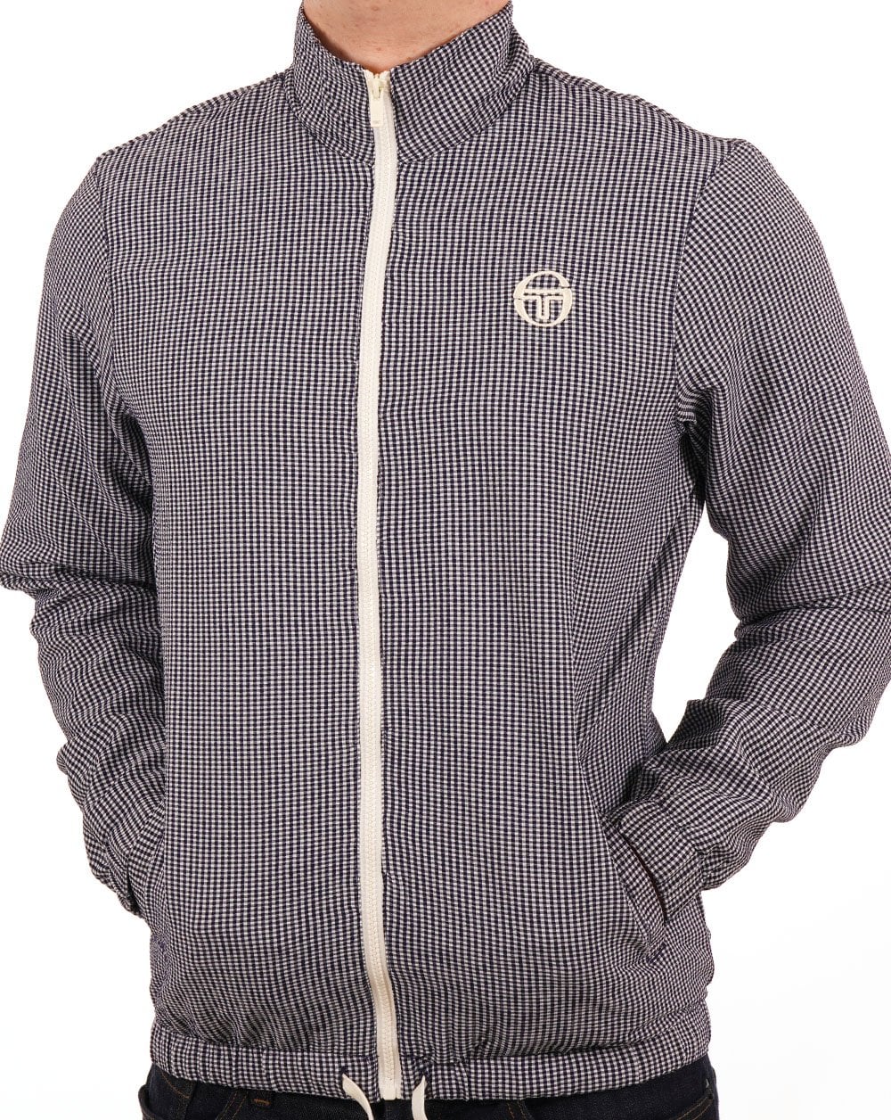 Sergio Tacchini Track Jacket Navy Gingham - Image 3