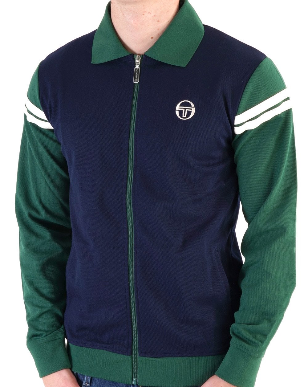 Sergio Tacchini Verdi Track Top Navy  Green - Image 2