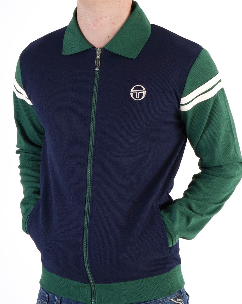 Sergio Tacchini Verdi Track Top Navy  Green - Image 4