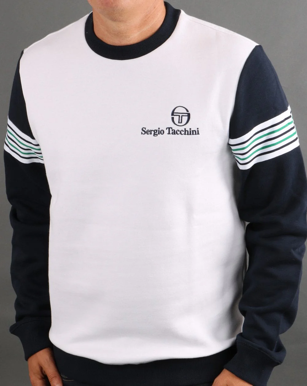 Sergio Tacchini Wilander Crew Sweat White/Navy/Green