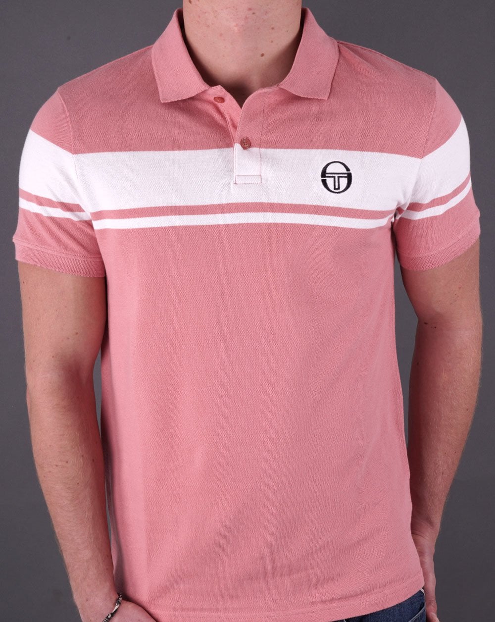 Sergio Tacchini Young Line Polo Shirt Deep Pink/White - Image 3