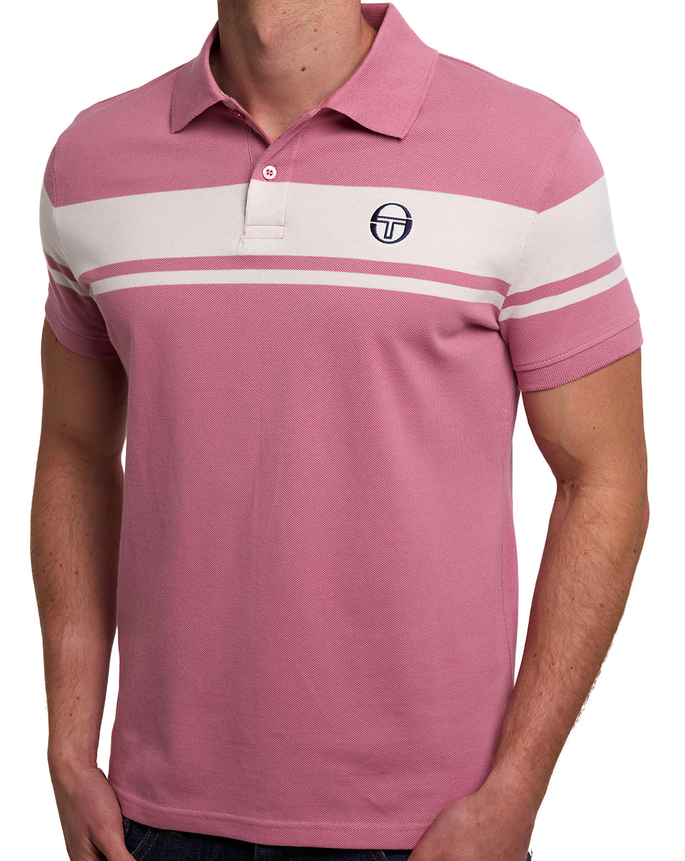 Sergio Tacchini Young Line Polo Shirt Deep Pink/Gardenia - Image 2