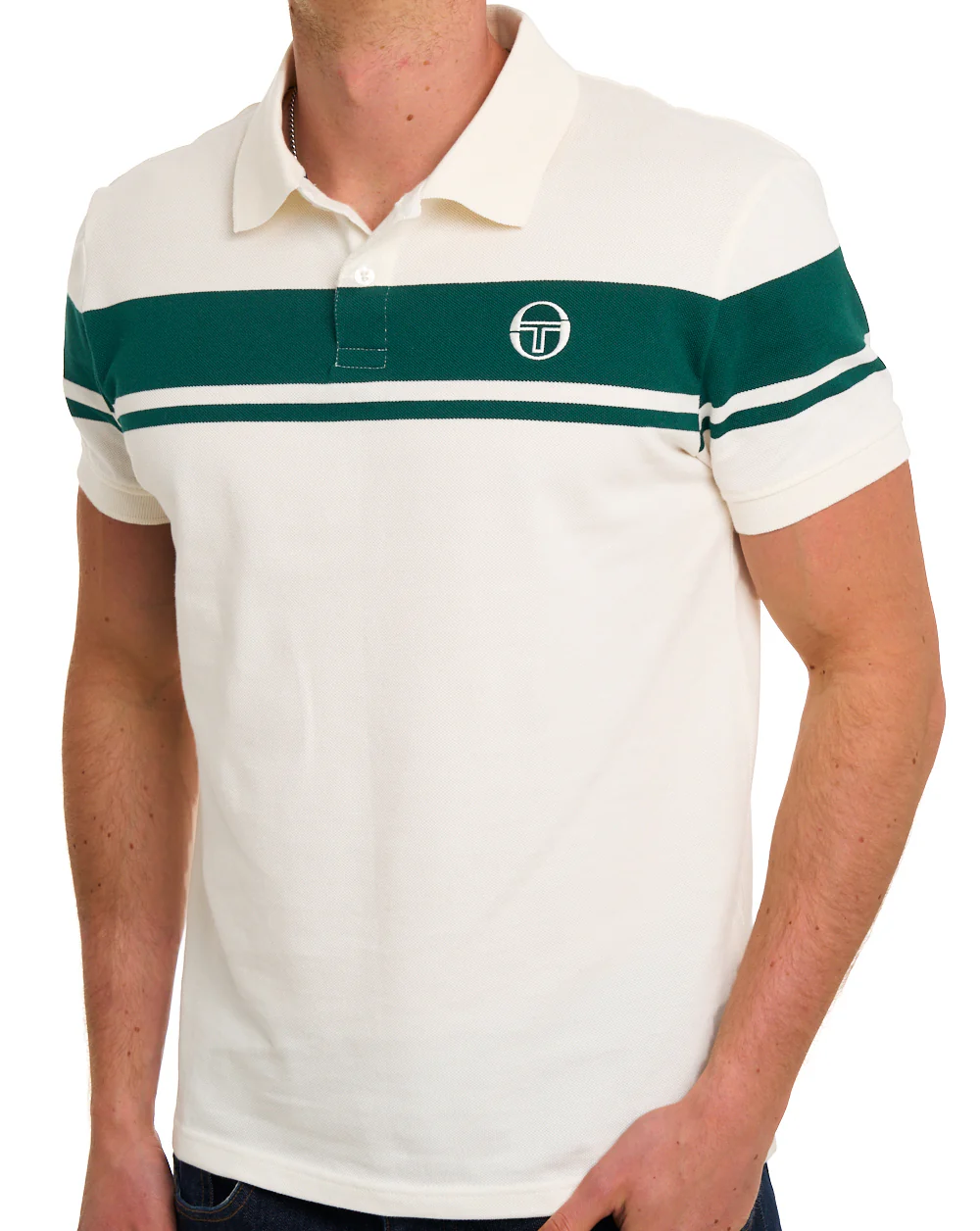 Sergio Tacchini Young Line Polo Shirt Gardenia/Green - Image 2
