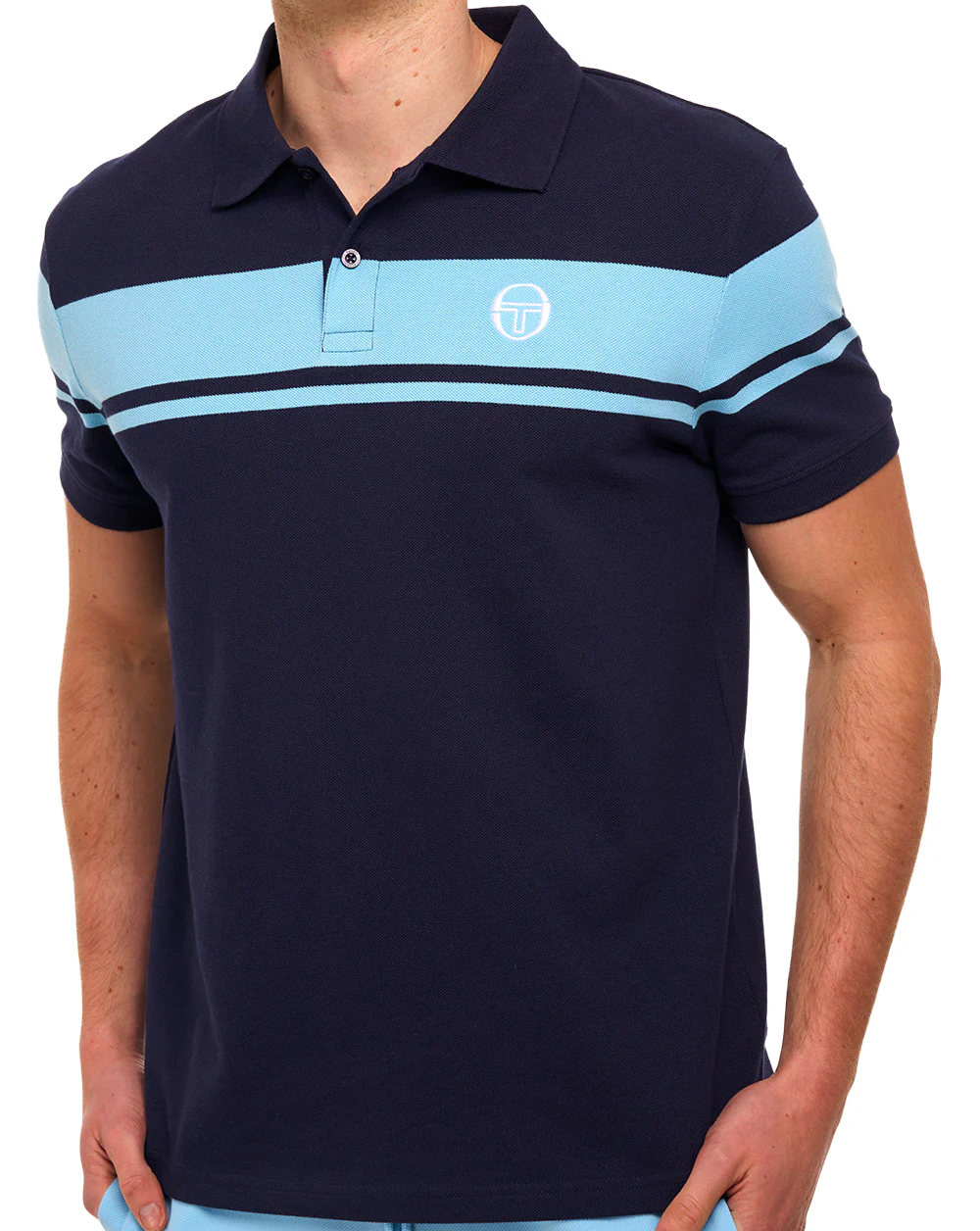 Sergio Tacchini Young Line Polo Shirt Navy Blue/Baltic Sea - Image 3
