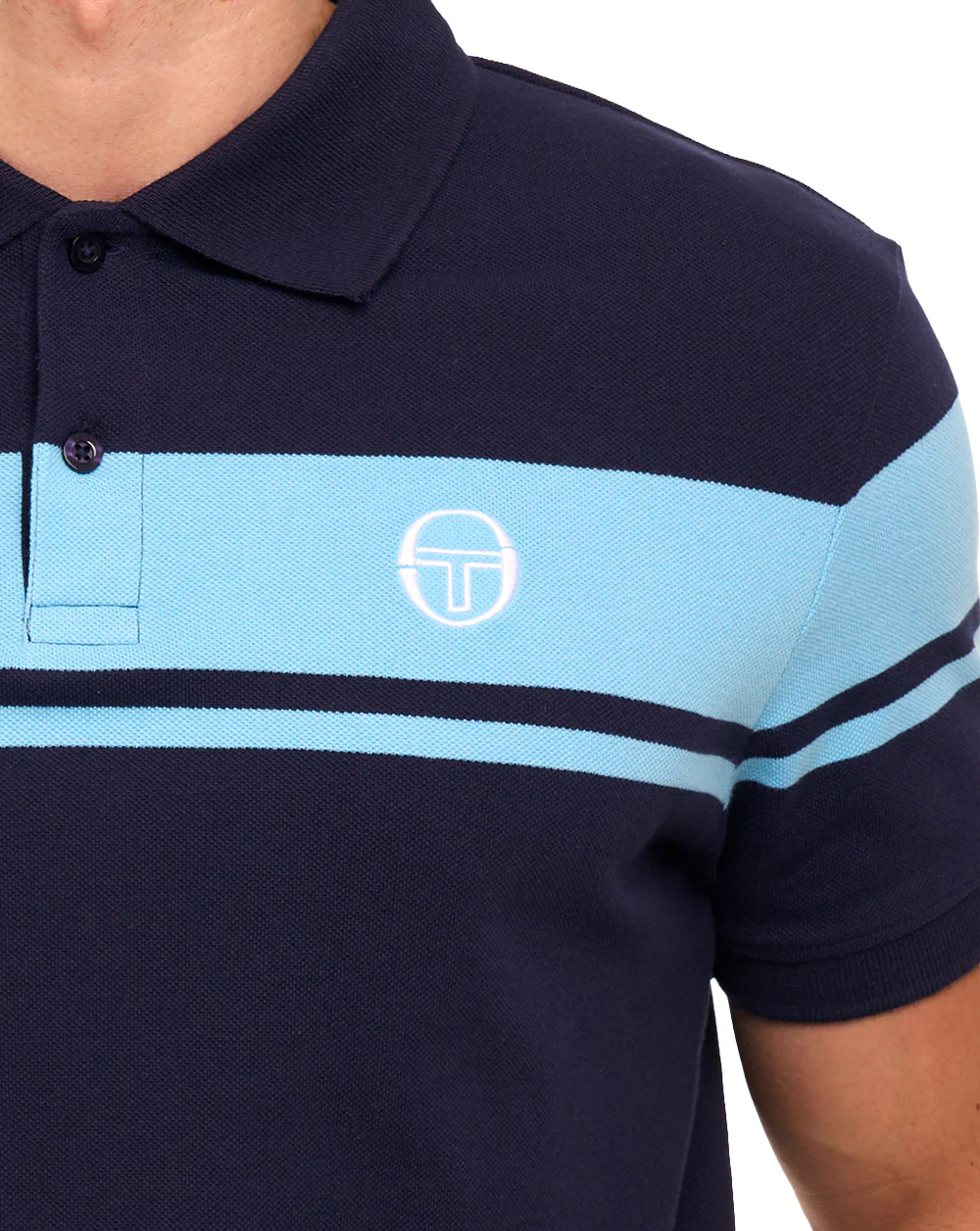 Sergio Tacchini Young Line Polo Shirt Navy Blue/Baltic Sea - Image 4