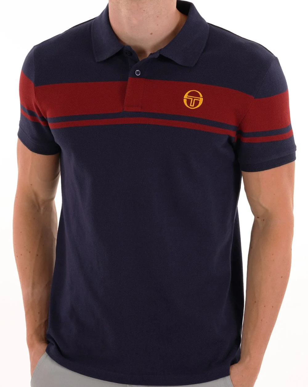Sergio Tacchini Young Line Polo Shirt Navy Dark Red - Image 2