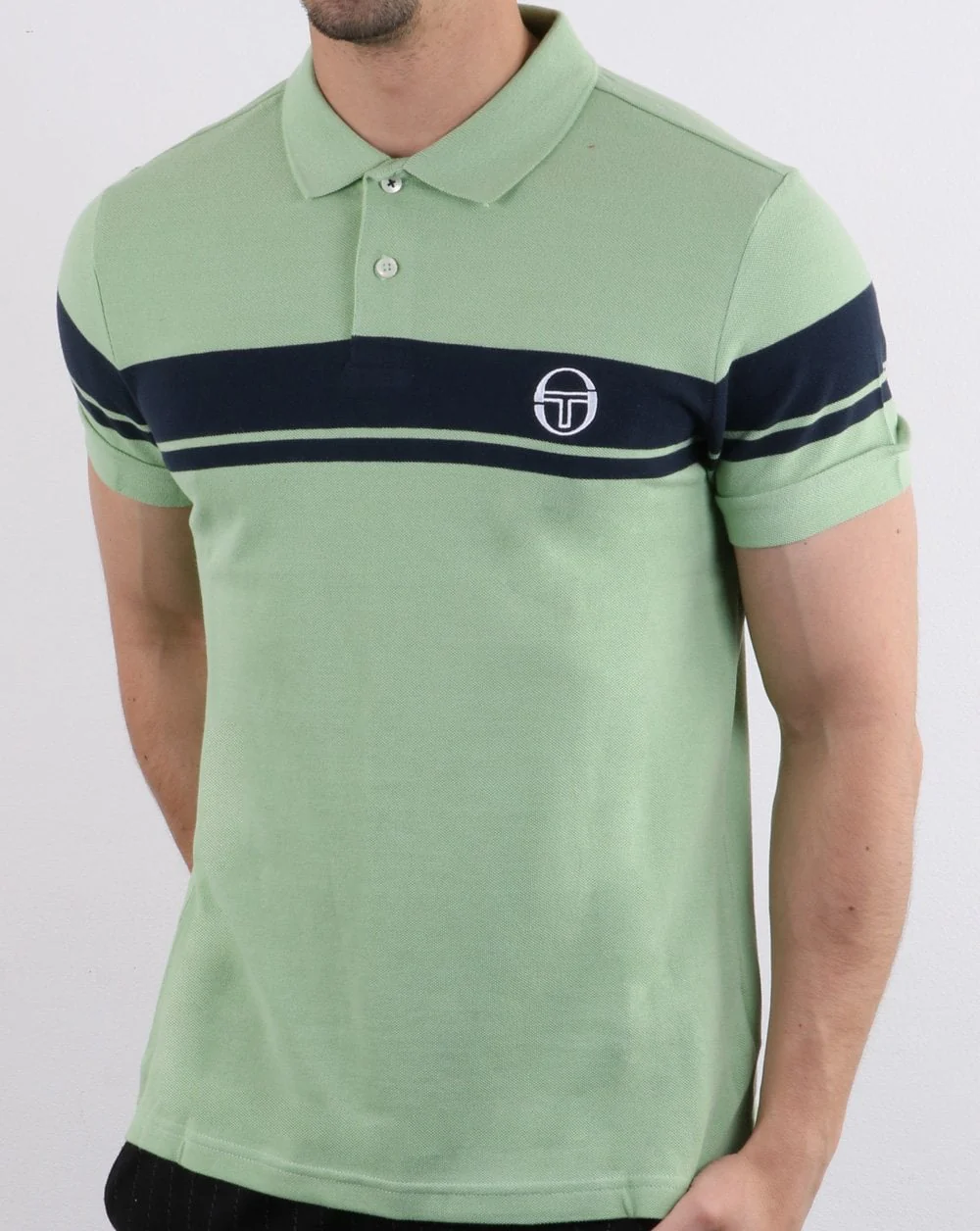Sergio Tacchini Young Line Polo Shirt Quiet Green/navy - Image 2