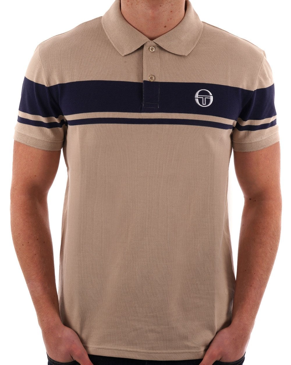 Sergio Tacchini Young Line Polo Shirt Stone/Navy Blue