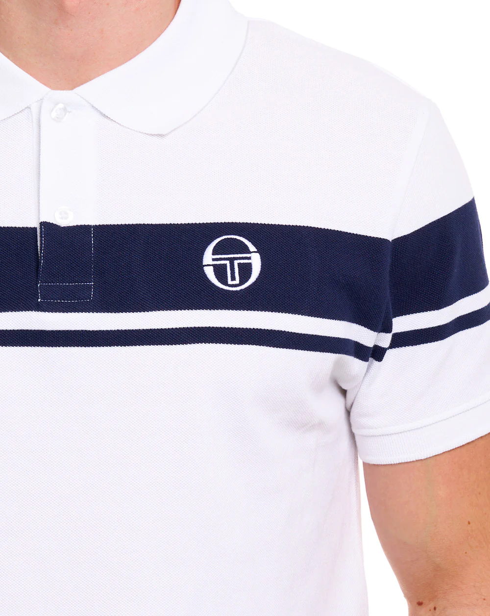 Sergio Tacchini Young Line Polo Shirt White/Navy Blue - Image 3