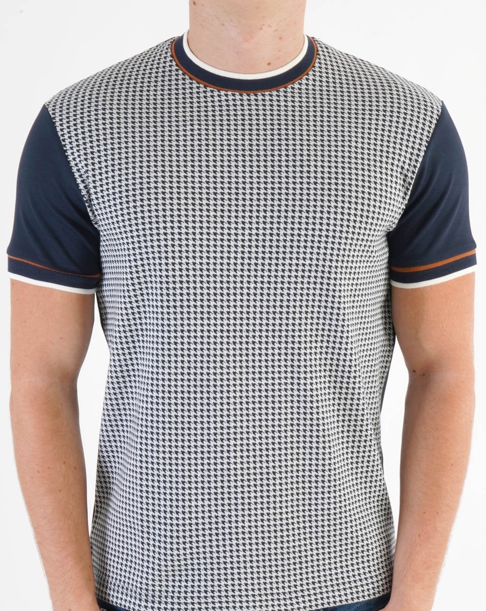 Ska & Soul Houndstooth Panel T-shirt Navy - Image 2