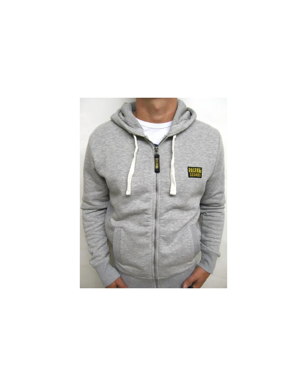 Street Sounds Back Print Zip Through Hoodie Grey - Image 2
