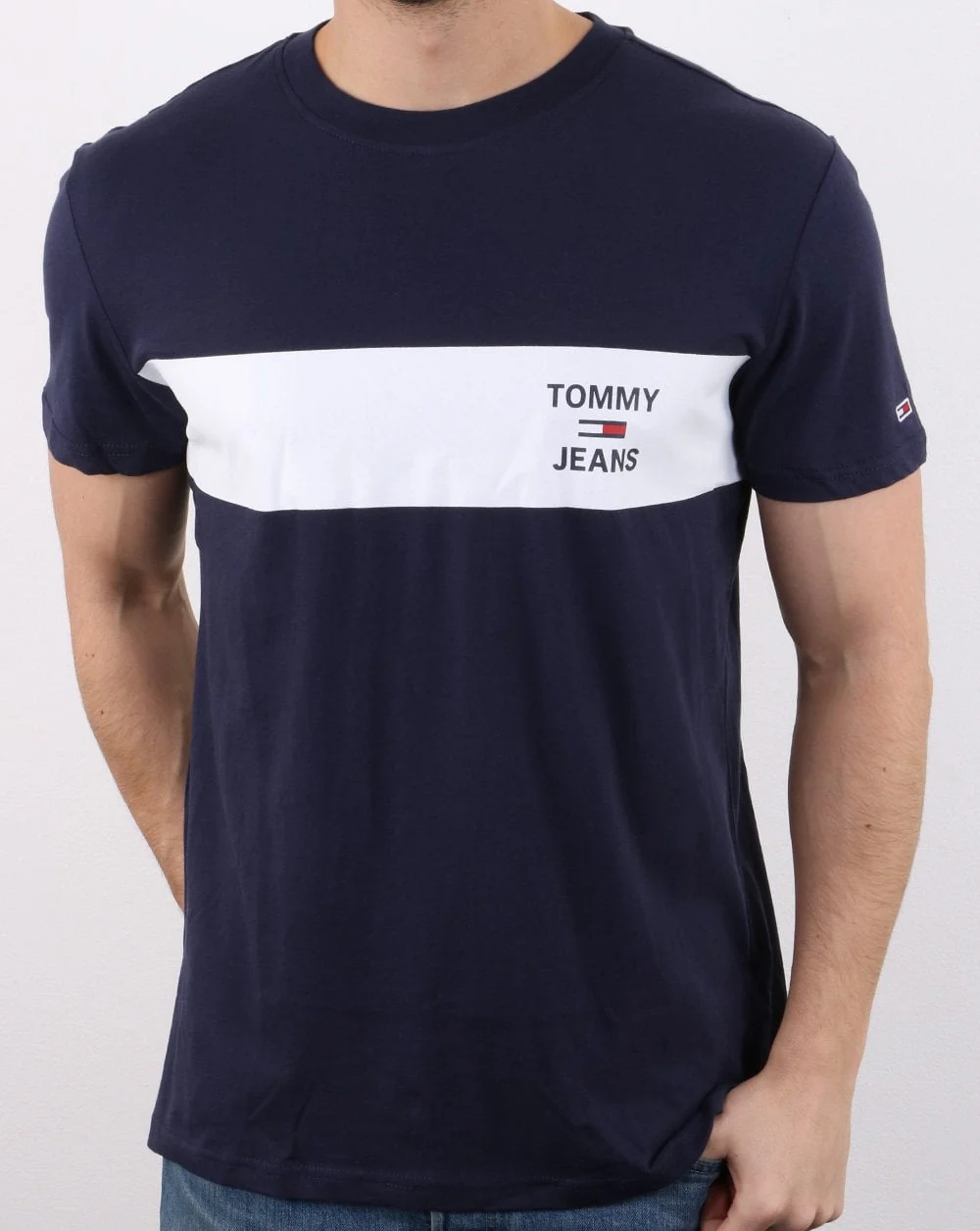 Tommy Hilfiger Chest Stripe Logo T-shirt Navy - Image 2