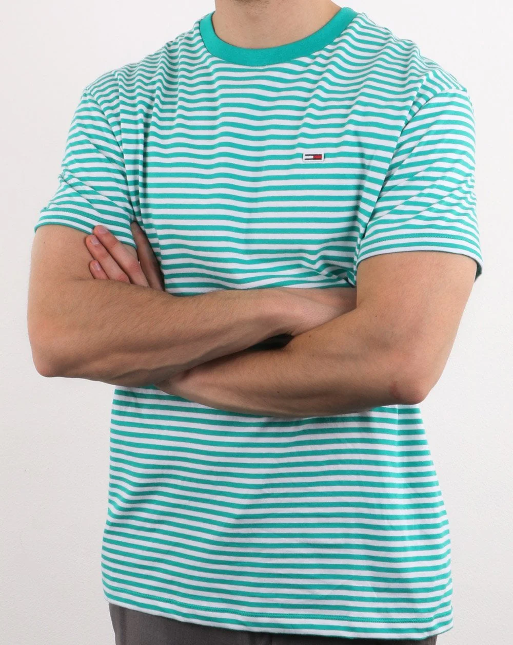 Tommy Hilfiger Classic Stripe T Shirt Green/White - Image 3