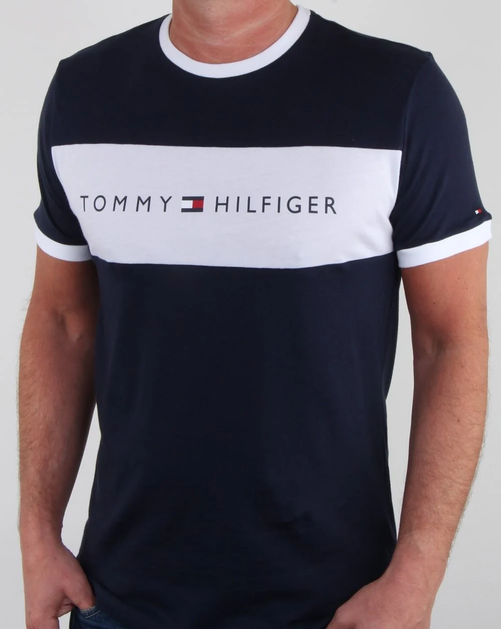 Tommy Hilfiger Logo Flag T Shirt Navy