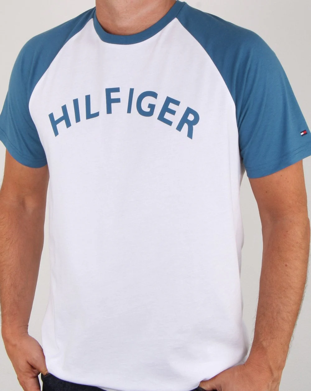 Tommy Hilfiger Raglan Logo T Shirt Blue - Image 3