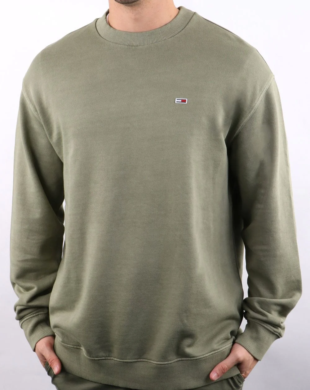 Tommy Hilfiger Washed Crew Neck Sweat Olive - Image 2