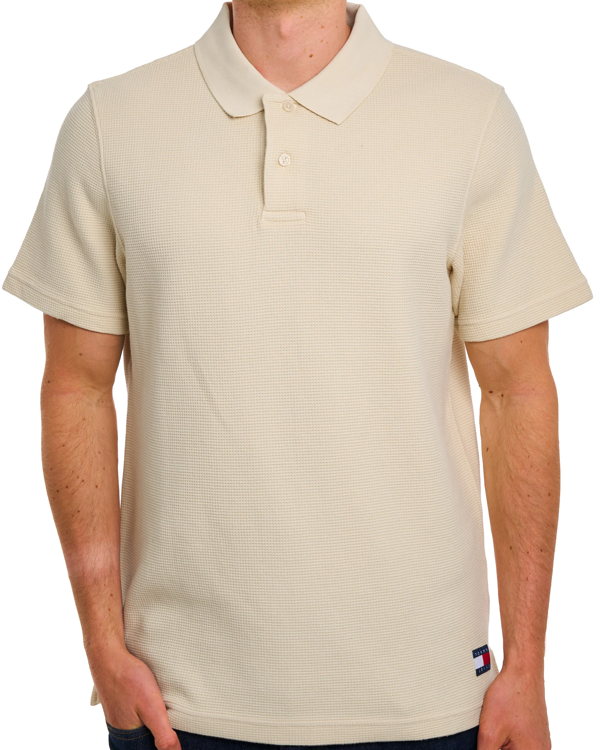 Tommy Jeans Washed Waffle Polo Calico White - Image 3