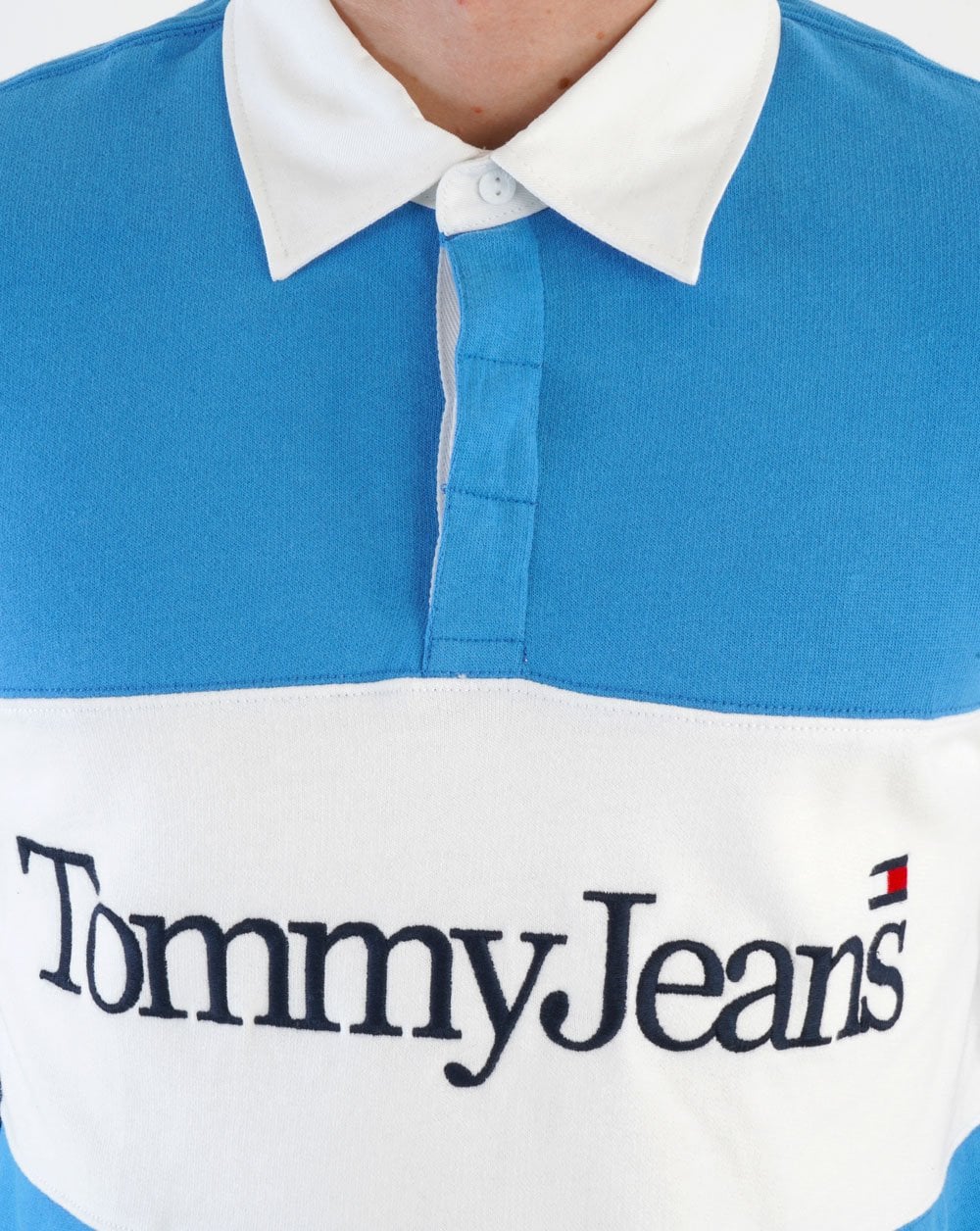 Tommy Jeans Colour Block Rugby Shirt Blue - Image 4