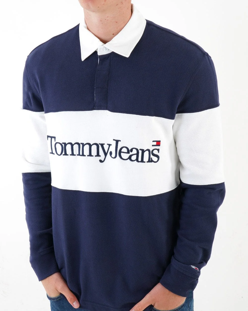 Tommy Jeans Colour Block Rugby Shirt Navy
