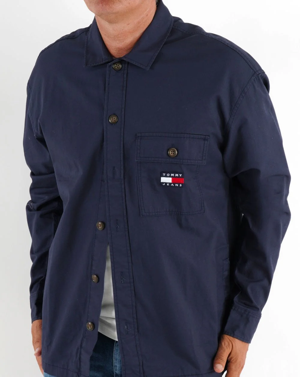 Tommy Jeans Cotton Overshirt Navy - Image 4