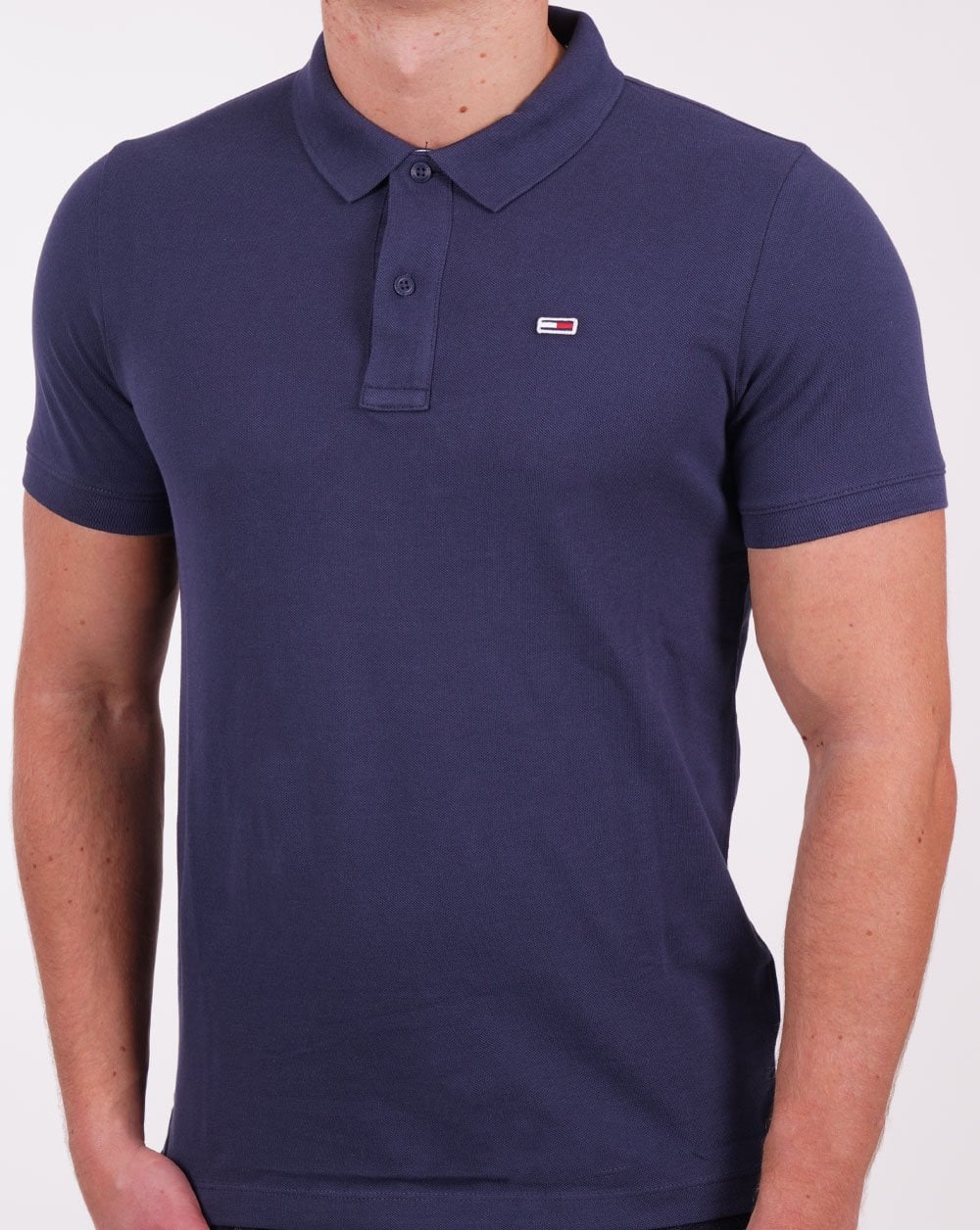 Tommy Jeans Cotton Slim Fit Polo Shirt Navy - Image 3
