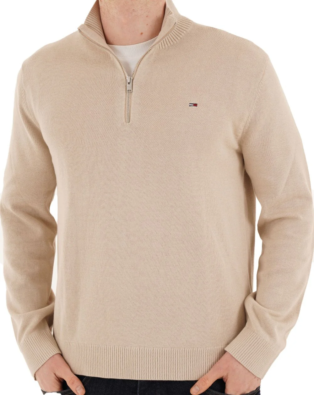 Tommy Jeans Essential Quarter Zip Gulf Sand - Image 3