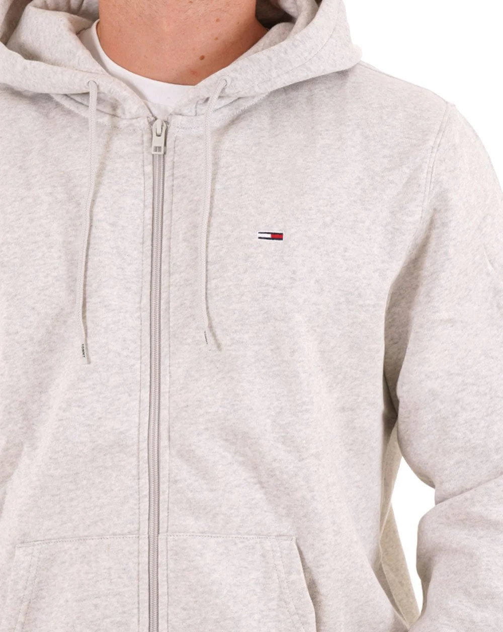 Tommy Jeans Flag Patch FZ Hoodie Silver Grey Heather - Image 2