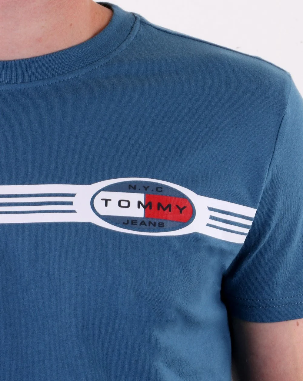 Tommy Jeans Lines Logo T-shirt Blue - Image 4