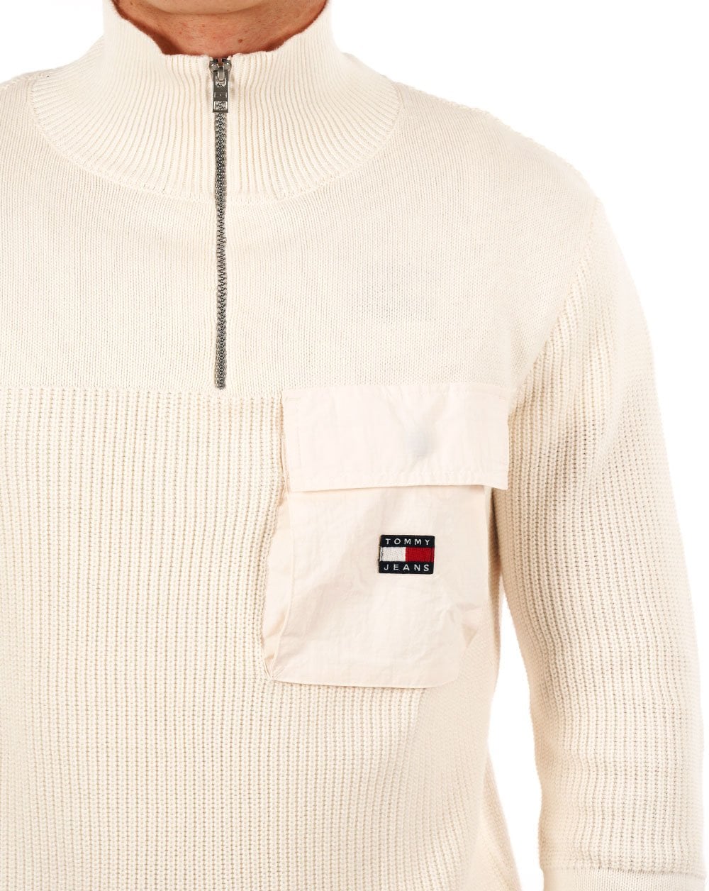 Tommy Jeans Mix Fabric Tech Jumper Ancient White - Image 2
