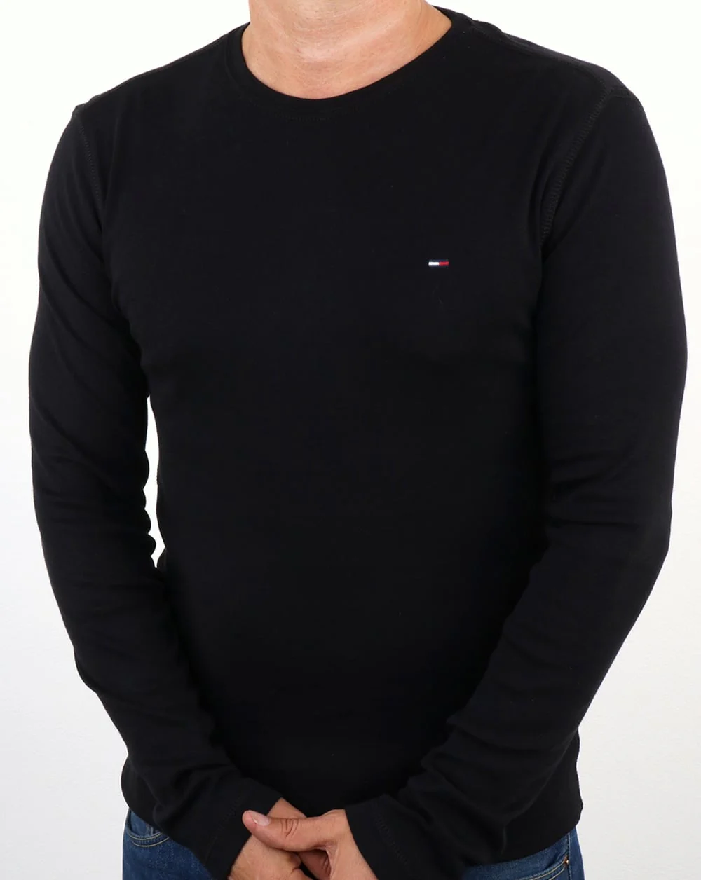 Tommy Jeans Rib Cotton Long Sleeve T Shirt Black - Image 3
