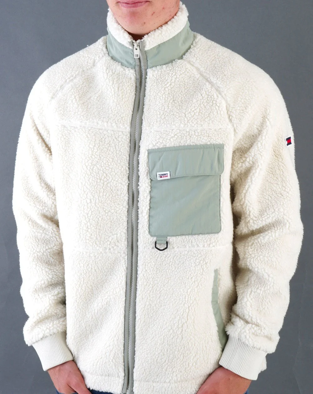 Tommy Jeans Sherpa Fleece Jacket Ancient White - Image 2