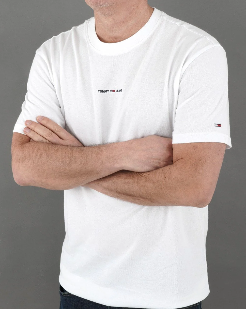 Tommy Jeans Tiny Linear Logo T Shirt White - Image 3