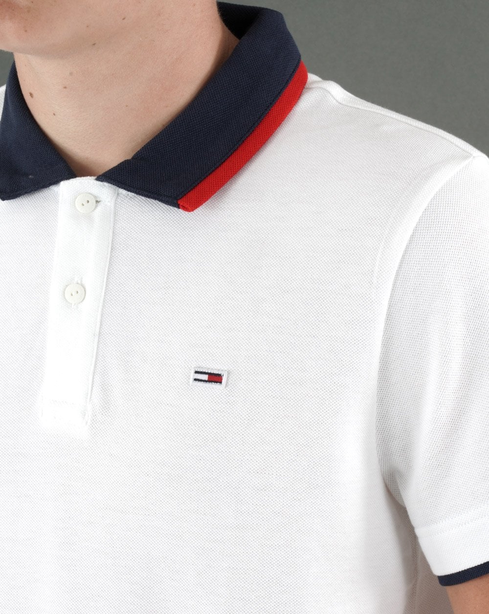 Tommy Jeans Tipped Flag Polo Shirt White - Image 2