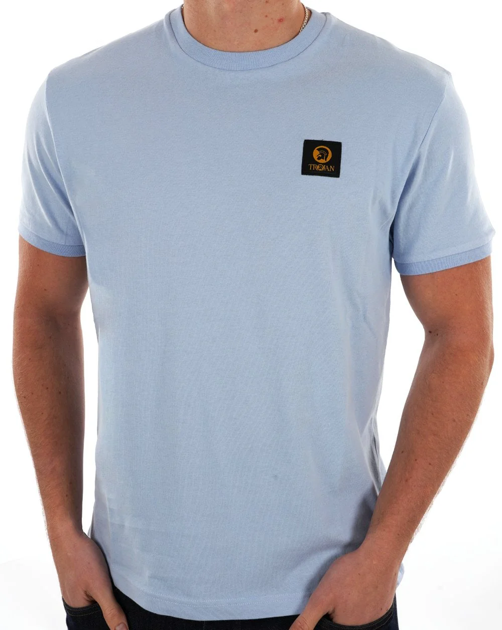 Trojan Badged Plain T-shirt Powder Blue - Image 3