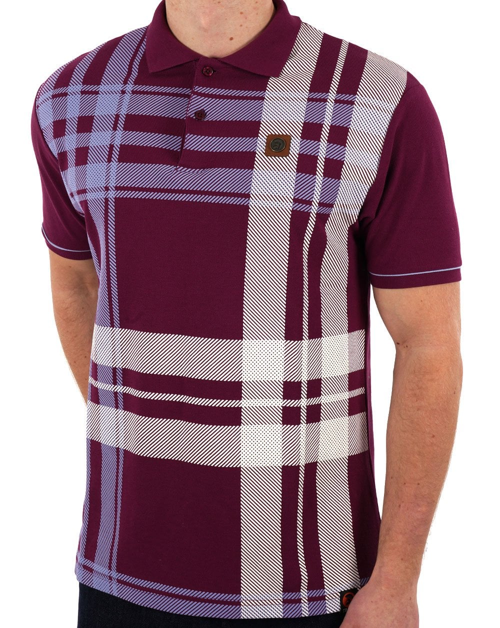 Trojan Check Panel Polo Shirt Port